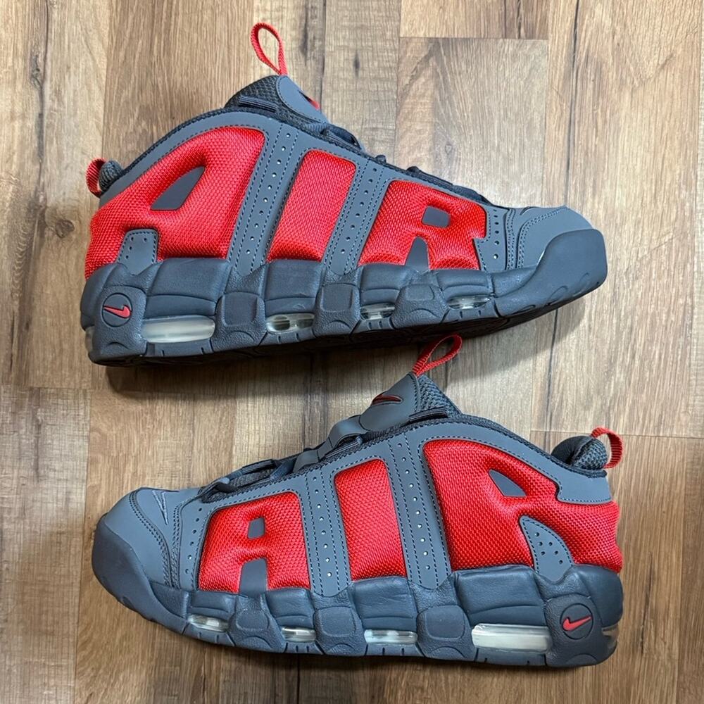 Nike Air More Uptempo Low Dark Grey Light Crimson - Picture 2 of 9